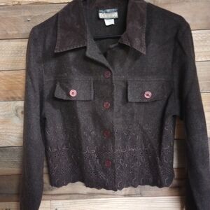 Vintage Wrapper Cropped Button Front Wool Blend Jacket Womens Size Large.